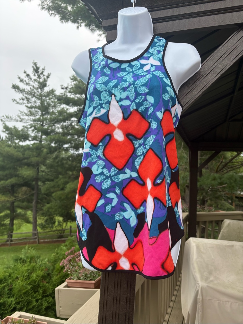 NWOT PETER PILOTTO Bold Abstract Floral Swim Coverup - Blue, Red, Pink, Size: XS